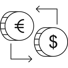 Exchange Rates Icon Outline PNG Transparent Background