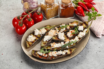 Grilled eggplant with feta cheese