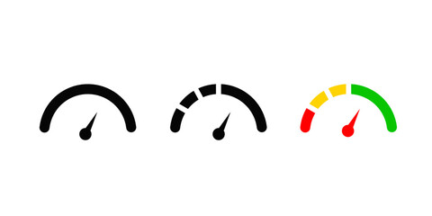 set of speedometer icons with flat design.speed indicator icon