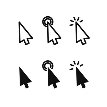 mouse pointer icon set with flat design.touch or click icon