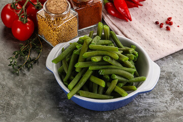 Vegan cuisine - boiled green bean