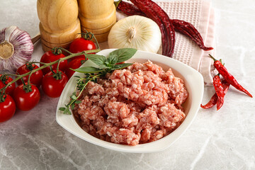 Raw minced pork uncooked meat