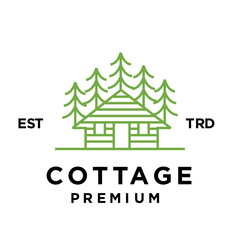 Pine house cottage logo icon design illustration