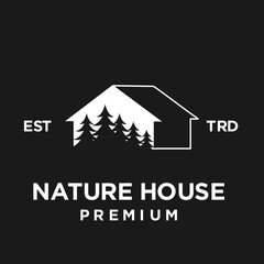 Pine house cottage logo icon design illustration