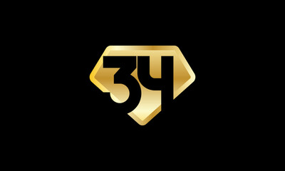 Diamond Gold Number Elegant Fashion Logo