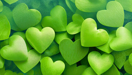 Background of green hearts - Love