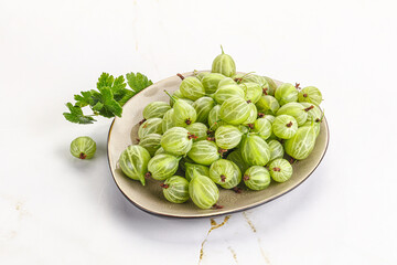 Sweet ripe gooseberries in the bowl