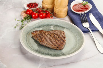 Grilled marble beef steak with sauce
