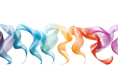 Colorful Waving Streamers Isolated On Transparent Background PNG.