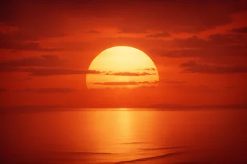 Deurstickers Strand zonsondergang red sunset
