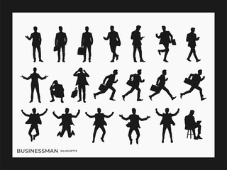 Businessman silhouette set, realistic style, white background