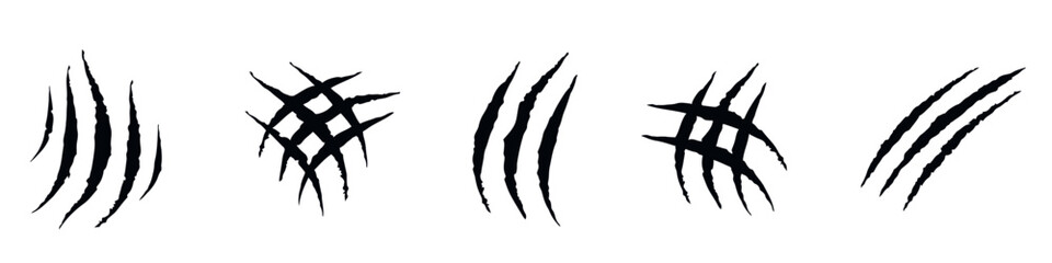 Fototapeta premium Animal claw scratches. Claws icons. Scratches collection. Silhouette style vector icons