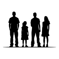 Silhouette of a family, Suluet family four persons parents and two children, vector illustrator.