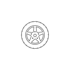Car tyre line icon, disk light alloy and rubber treads wheel, thin line symbol on white background - editable stroke vector illustration  flat sign