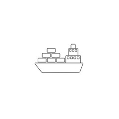 Ship icon flat. Black pictogram on grey background. Vector illustration symbol