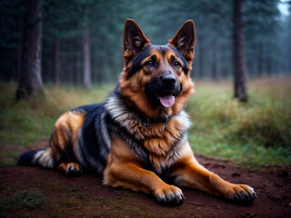 German Shepherd dog outdoors in the forest