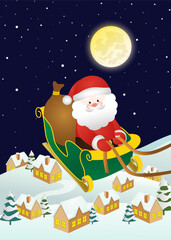 Merry Christmas and Happy New Year greeting card, vector illustration.