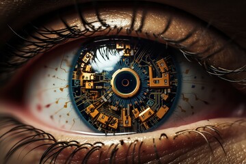 Cyfrowe oko z technologią przyszłości.  - obrazy, fototapety, plakaty