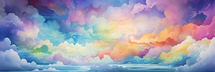 Kolorowe chmury w kreskówkowym stylu anime.  - obrazy, fototapety, plakaty