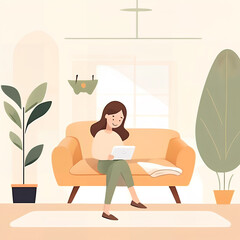 スマートフォンを操作する女性のイラスト