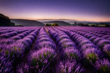 Fototapeta premium A serene photography shot of a field of lavender bathed in soft