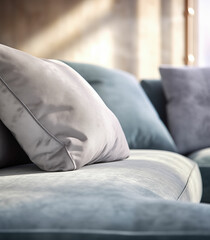Exquisite Close-Up Image of Modern Sofa in a Stylish Room Setting - Ideal for Furniture Promotions Mock-up Illustrations