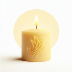 yellow candle on a  white