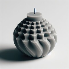 burning grey candle in the  white background