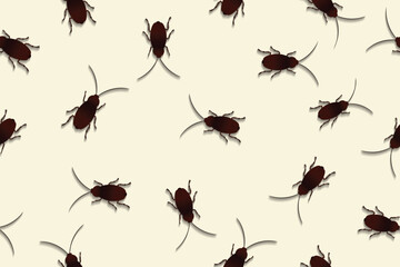seamless pattern of cockroaches on the wall