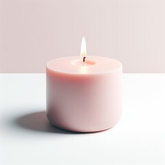 Fototapeta na wymiar burning pink candle in the white background