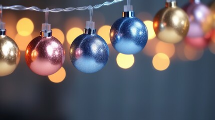 Glowing Garland Lights: Festive Holiday Background Illuminated with Cheerful Twinkles and Bright Sparkles