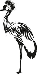 Cartoon Black and White Isolated Illustration Vector Of An Emu Bird Standing