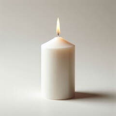 Fototapeta na wymiar burning white candle in the white background