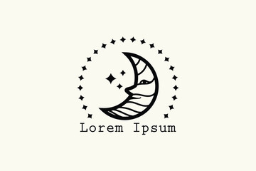 vector illustration of the moon star logo