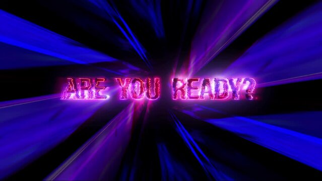 Are You Ready glow pink neon text glitch effect sci fi futuristic hitech cinematic title abstract background.