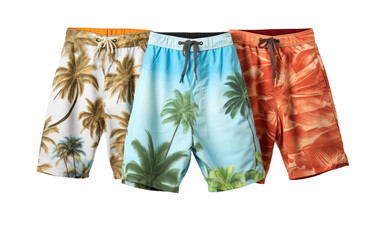 Collection of Colorful Boardshorts Isolated On Transparent Background PNG.