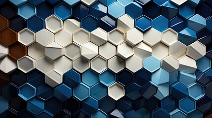 Wallpaper with pentagon shapes in blue and white