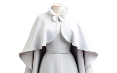 Stunning White Designing Capelet Jacket Isolated On Transparent Background PNG.