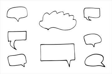 Obraz premium Set speech bubble message, dialog box, doodling, doodle