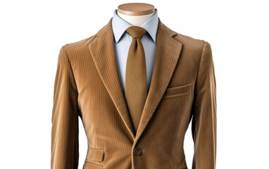 Soft And Smooth With Tie Corduroy Suit Isolated On Transparent Background PNG.