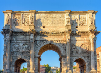 Fototapeta na wymiar Arch of Constantine (Arco di Constantino) near Colosseum (Coliseum), Rome, Italy