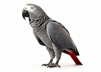 African Grey Parrot isolated on white background