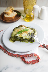 Green pesto lasagna italian peruvian gourmet comfort food