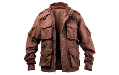 Warm Stylish Field Jacket Isolated On Transparent Background PNG.