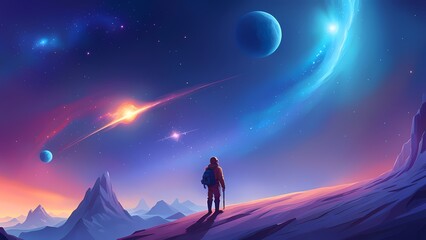 Naklejka premium Distant Planets and Galaxies