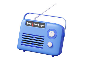 Minimal cartoon style Retro vintage radio icon on isolated background. music wave media connection concept. broadcasting entertainment. 3d render illustration
