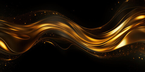 Flowing gold on Gradient Black Background.