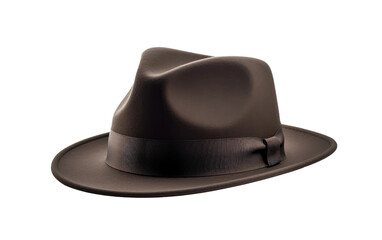 Black Color Homburg Hat Isolated On Transparent Background PNG.