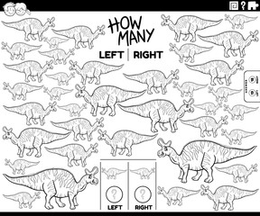 counting left and right pictures of cartoon dinosaur coloring page