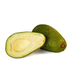 Avocado isolated on white background. avocado sliced closeup.